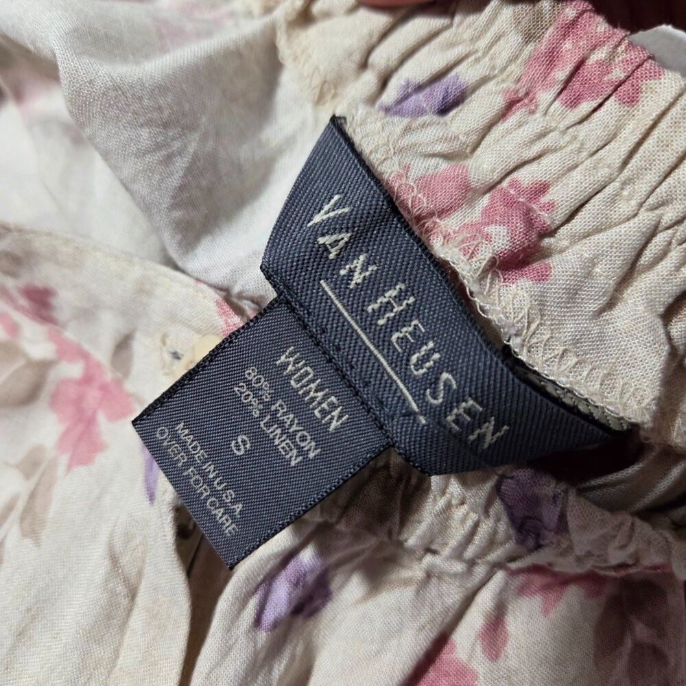 EUC VAN HEUSEN WOMEN FLORAL LONG LINEN BLEND A LINE SKIRT SIZE SMALL - Picture 12 of 16